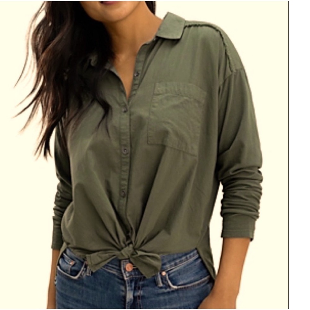 Aerie Green Long Sleeve Collar Button Down Casual Comfy. Oversized‎ Small